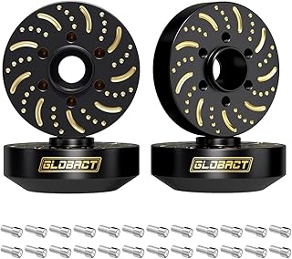 GLOBACT Black Brass Extended Wheel Weights Hubs 340g Counterweight Set 12mm Extended Hex hub for 1/10 Trx4 Trx6 Axial SCX10 II III Redcat GEN7 GEN8 1.9inch 2.2inch Wheel Rims Upgrade Parts (4Pcs)