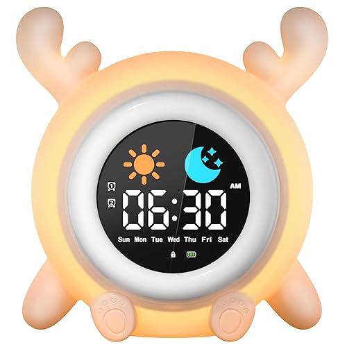 YISSVIC Réveil Enfant Educatif Jour Nuit 2 Alarme 3 Récurrence