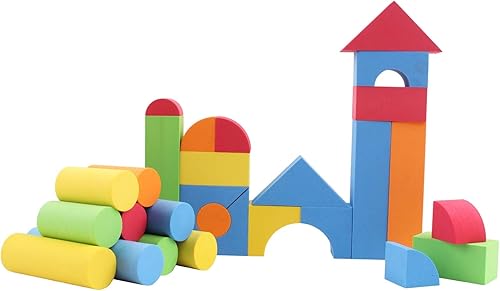 Miniatura 7 de Vokodo Bloques de construcción de espuma grandes de 113 piezas con diferentes formas y tamaños, colores brillantes, calidad educativa, juguetes de