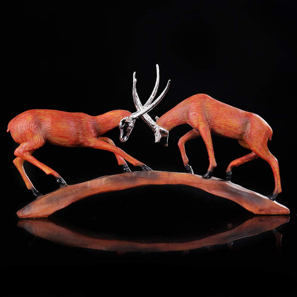 Statue ornement antilope combat en résine sculpture artisanale pour décoration de maison