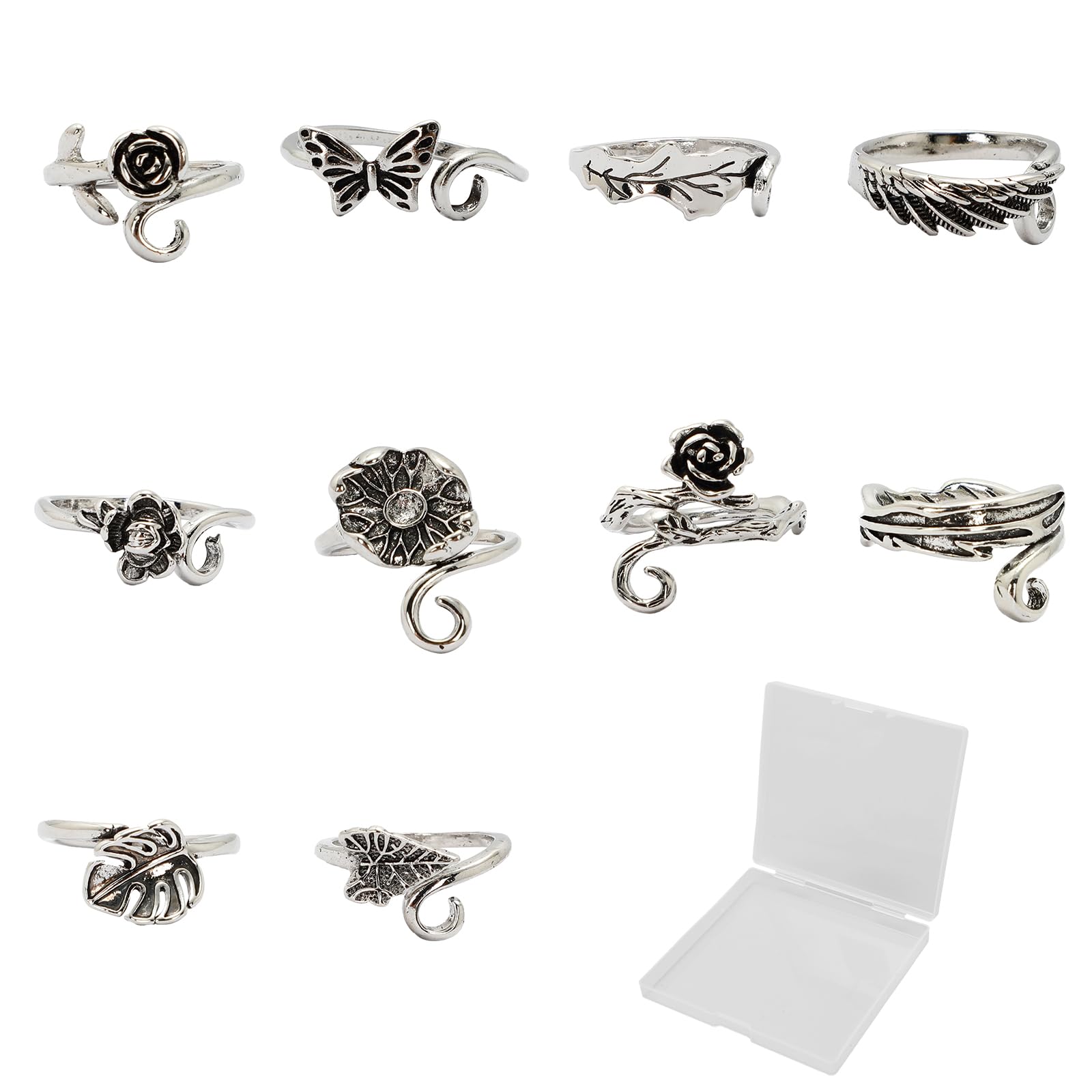 10pcs Crochet Ring for Fingure Adjustable Crochet Tension Ring 10 Styles Yarn Guide Ring Yarn Knitting Loop Ring Crocheting Crochet Crafts Accessories