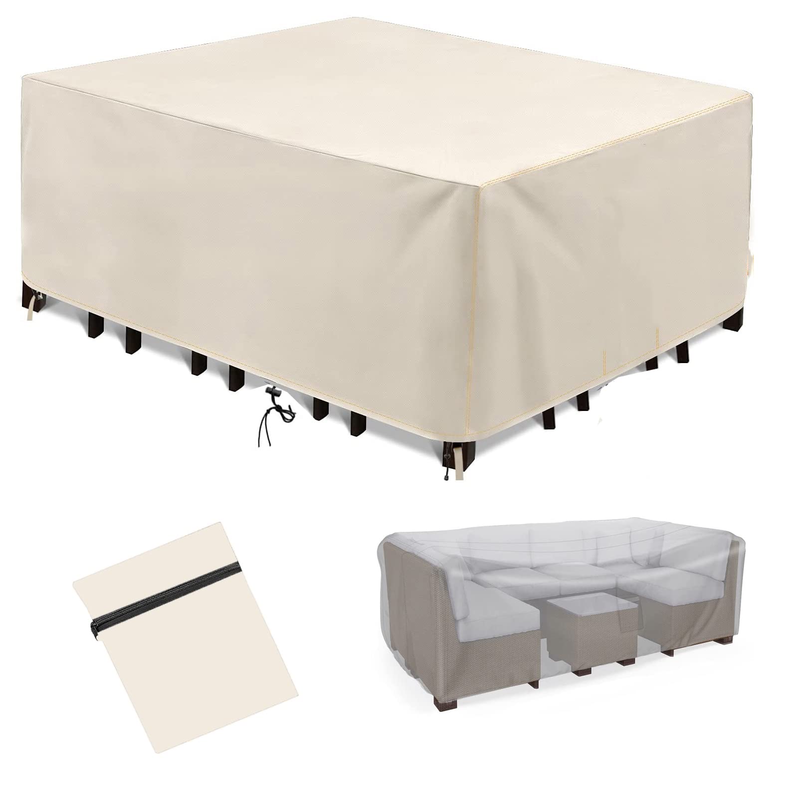 Zewnętrzny pokrowiec na patio – biały 90 x 80 x 80 cm 420D żywica UV odporna na kurz odporna na starzenie się żywica łzy zawiera sznurek na stoły i krzesła.