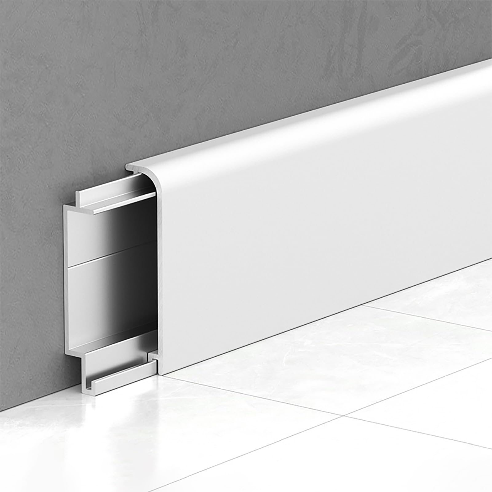Rodapié de aluminio, 4 piezas, 125 cm cada uno, acabado decorativo fácil de instalar, ideal para cualquier habitación, altura: 4 cm
