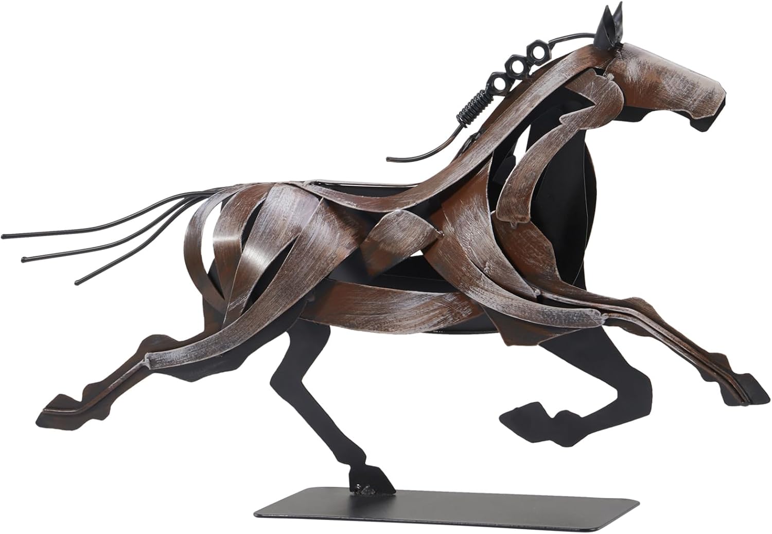 Rustic Running Horse Statue - Unique Metal Figurines for Home Decor, Gifts for Women & Men (Vintage Brown)