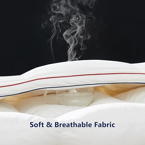 Miniatura 5 de Homemate Edredón de plumón de ganso tamaño Queen, relleno de edredón de plumón blanco, caja deflectora, cálido para invierno, edredón de plumas