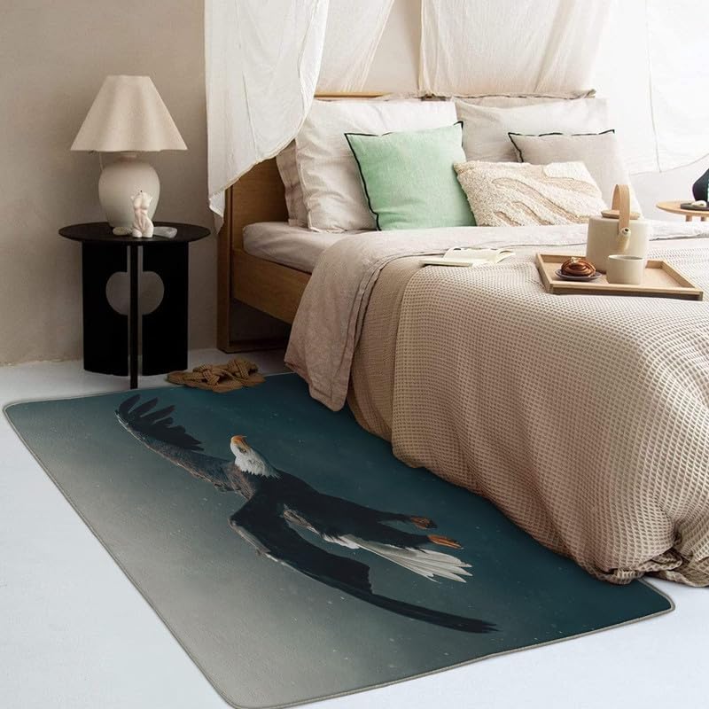 Miniatura 2 de Alfombras de águila calva para dormitorio, sala de estar, alfombra de animales de pájaros, 5 x 8 pies, lavable, antideslizante, suave, alfombra de