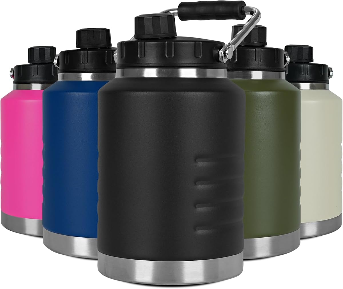 54oz insulated Water Bottle, Half Gallon Water Jug BPA Free&Leak Proof, Stainless Steel Water Jug with Metal Handle, Sports Gym School Camping Hiking Metal Flask