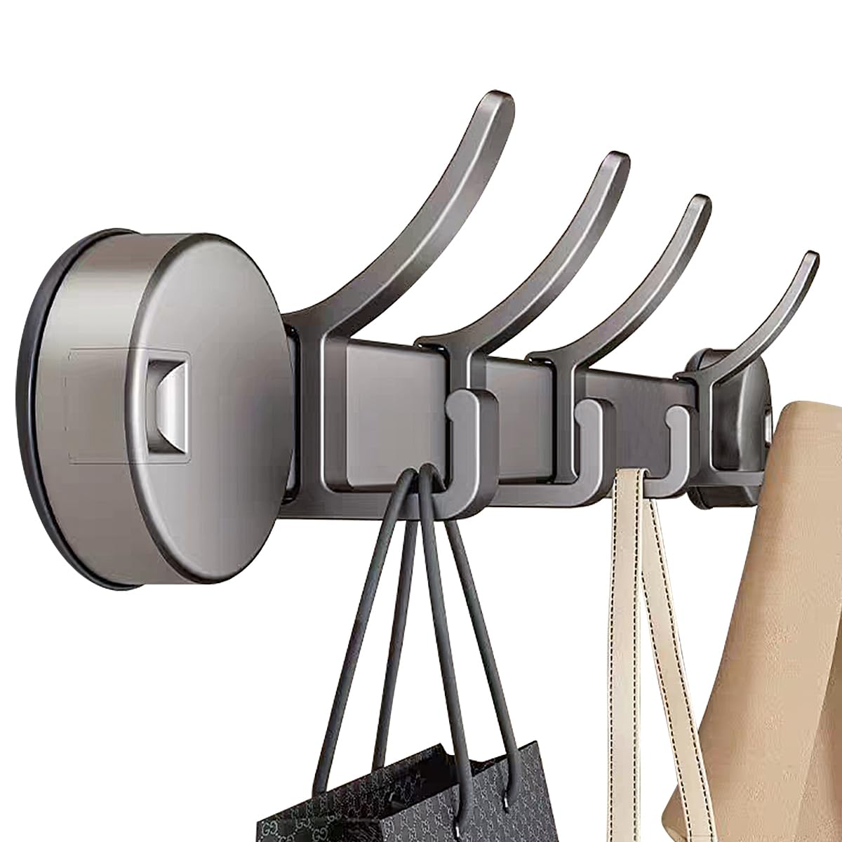 KYIAANY 4-hooks suction shower rack: space aluminum heavy duty vacuum cup adhesive holder storage hanger inside bathroom for hanging towel clothes robe loofah- Easy Install on Glass door Tiles wall