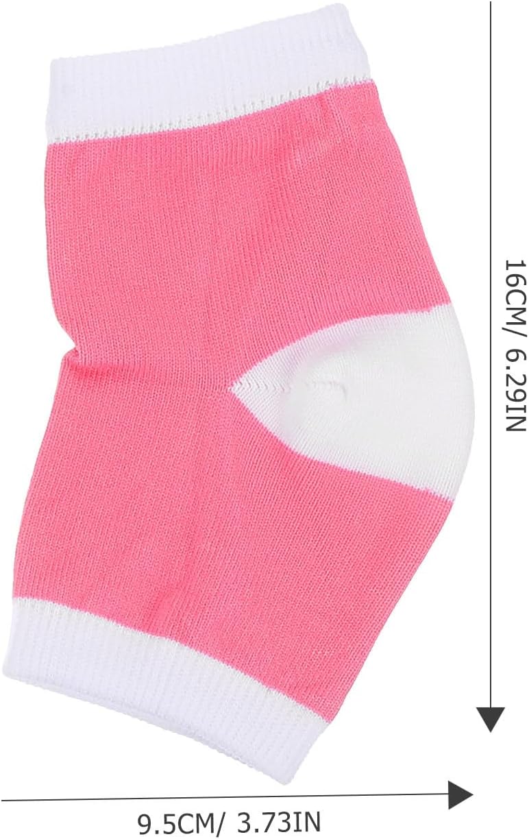 Homoyoyo Breathable Gel Moisturizing Heel Socks 4pcs Set Pink and Pink-White Toeless Foot Sleeves for Dry Cracked Feet Protection and Softening
