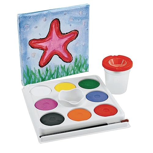 Miniatura 2 de Colorations Paleta de bandeja de pintura al temple de plástico con 8 pasteles de pintura y pinceles y portavasos, multicolor, 1 unidad (paquete de 1)