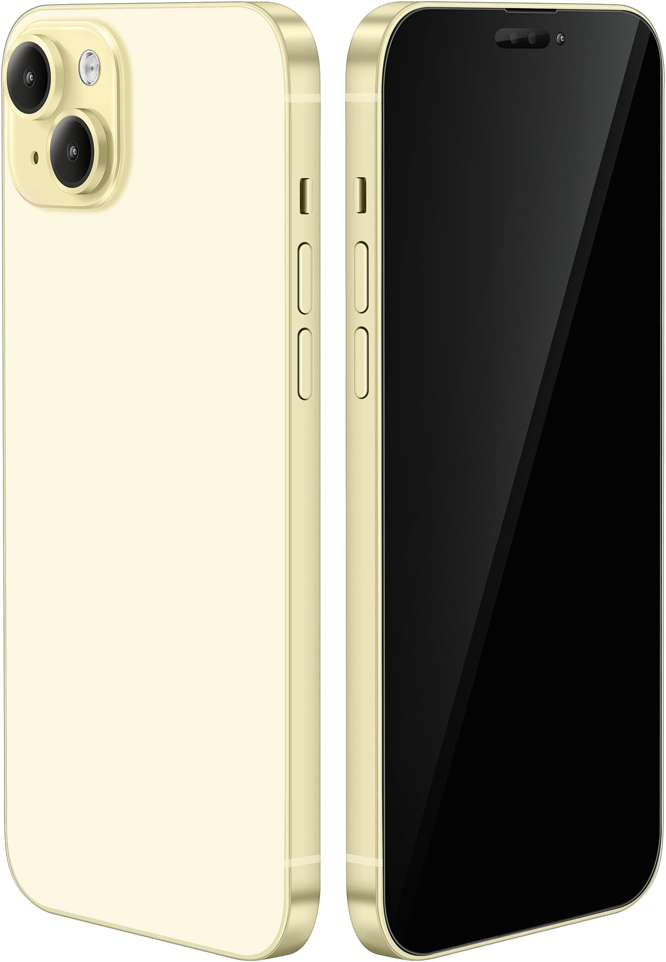 MeararDummy Fake Prop Phone Compatible with iPhone 15/15 Plus Non-Working Store Display Phones Kids Pretend Play Phone That Looks Real (for 15 Plus Yellow Blackscreen)