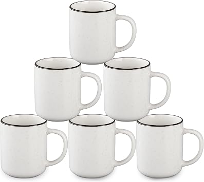 Coffee Mugs Set of 6, 12 oz Coffee Cups Ceramic, Coffee Cup Set with Handle and Speckled Patterns for Latte Tea Cocoa Milk Cappuccino, Microwave & Dishwasher Safe