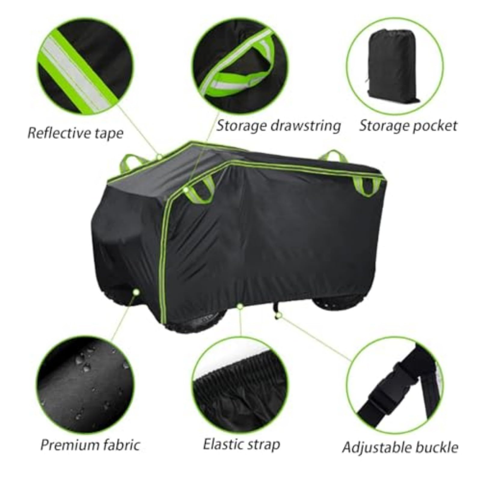 ATV Abdeckplane Für Segway Powersports Snarler AT10 Premium 2024 2025 2026, ATV Abdeckung Fahrzeug Schutz Cover,Oxford-Stoff & Wasserdicht, Outdoor Fahrzeug Abdeckplane,A/Green