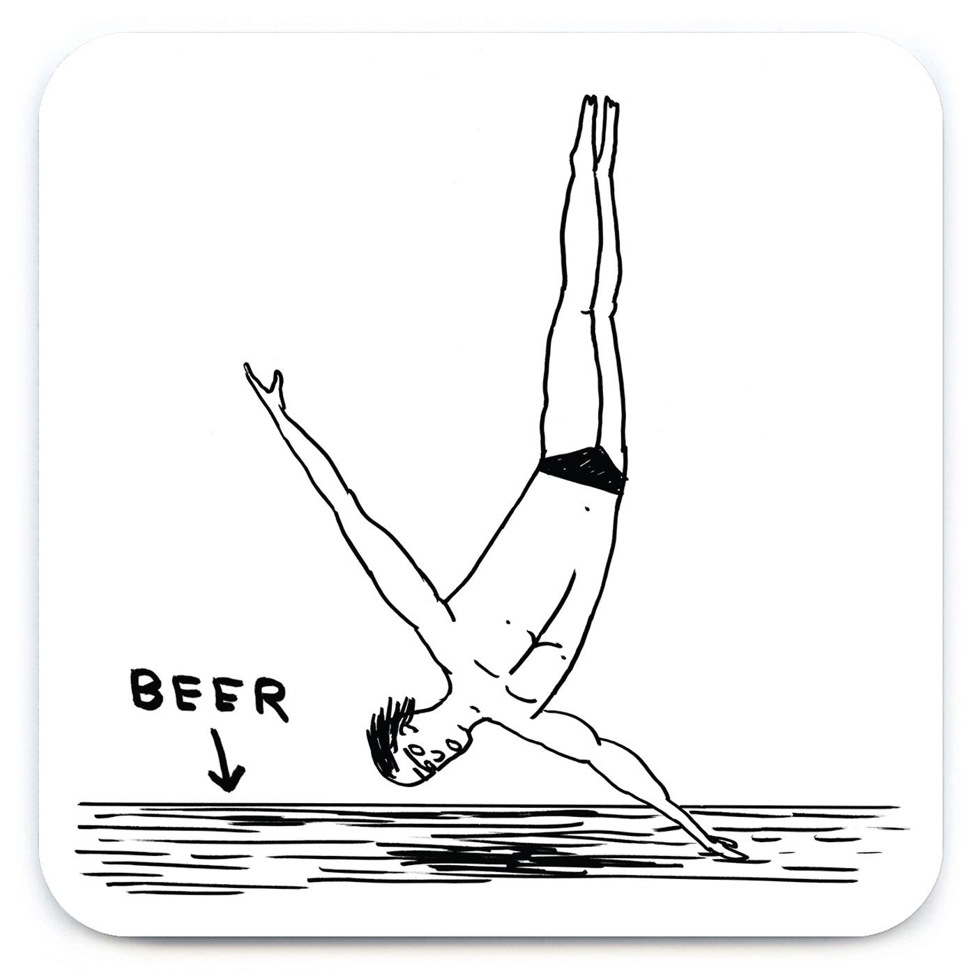 Official David Shrigley - Funny 'Beer Diver Coaster' - Small Gift Ideas For Him Her - Friends Birthday - Housewarming Present - New Home Gift - Funny Gifts For Women Men - Sold By Brainbox Candy