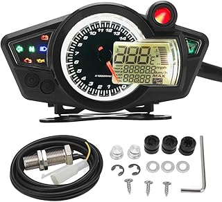 Motorcycle Odometer 2022 newest Motorcycle Scooter Speedometer Tachometer ATV 15000 RPM LCD Odometer Speedometer Tachometer Gauge RPM km/h DC12V