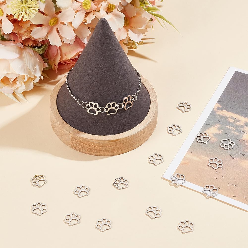 UNICRAFTALE 20pcs Dog Paw Print Charm Hollow Metal Charm Pendants Stainless Steel Charms Animal Cat Dog Paw Print Charms for DIY Jewelry Necklace Bracelet Making - Image 2