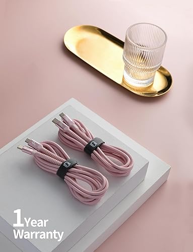 Miniatura 65 de Cable USBC de 10 pies, paquete de 2 cables largos USBC de carga rápida, cable trenzado de nailon USB C a USB C cargador de iPhone compatible con