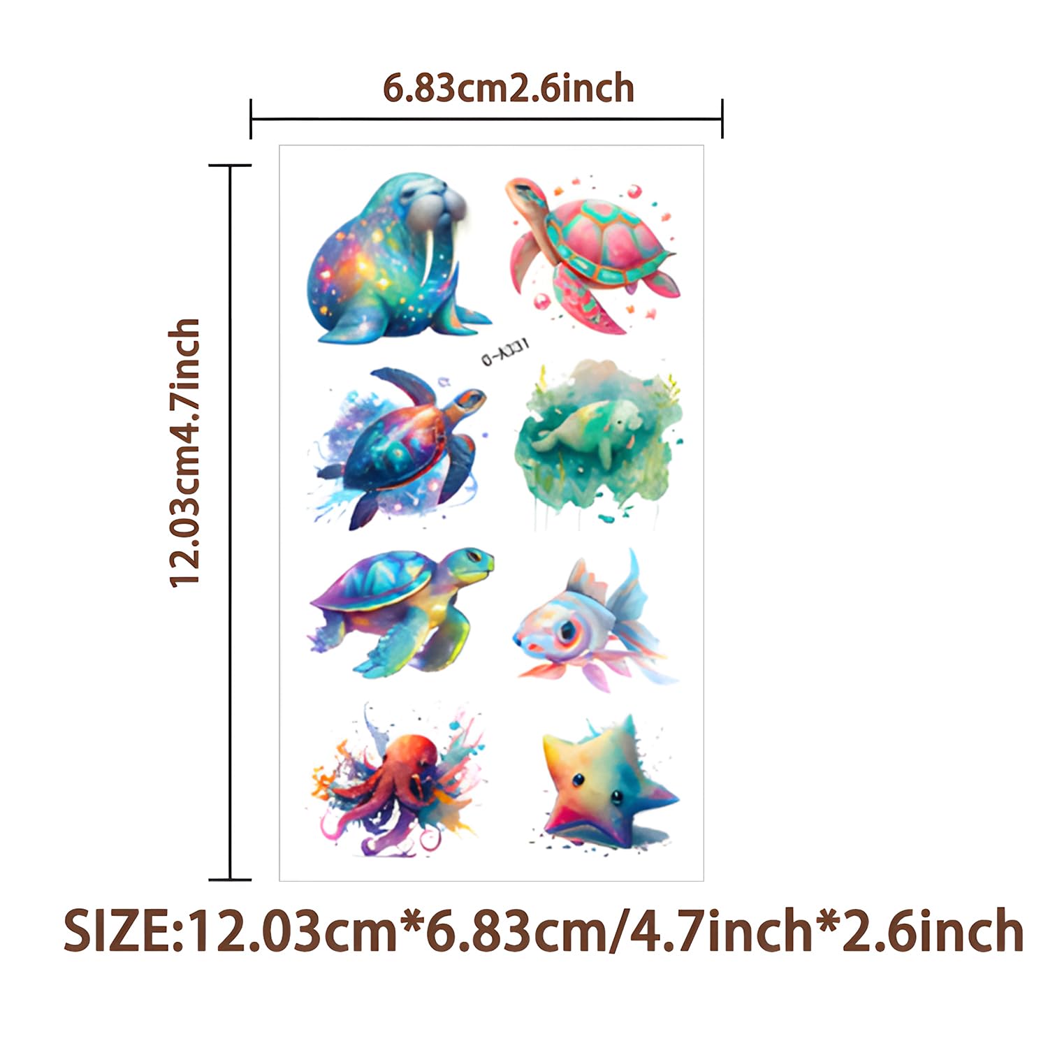 MOTIBACK Temporary Tattoos for Kids 10 Pcs Cartoon Sea Animals Tattoos for Kids Festival Party Stickers for Boys and Girls - Image 2