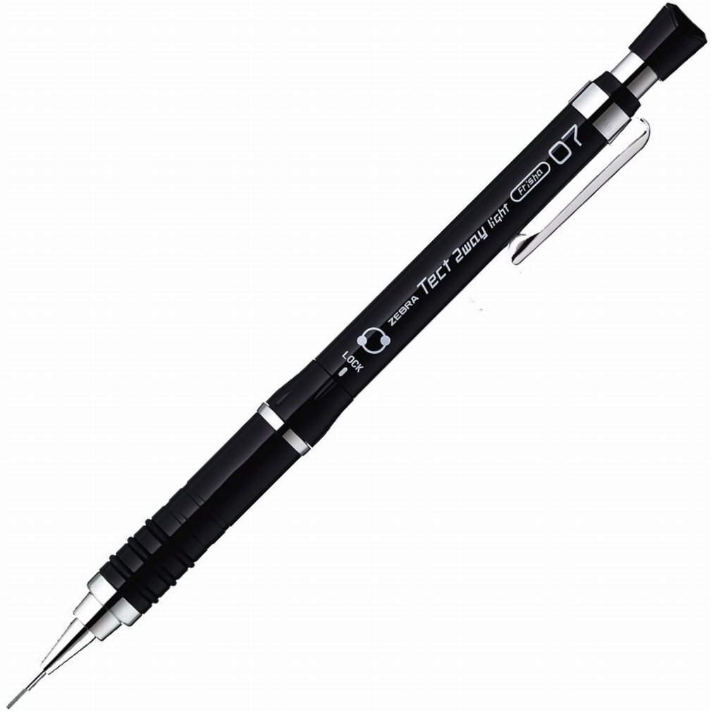 Zebra Mechanical Pencil, Tect 2way Light, 0.7mm, Pure Black (MAB42PBK
