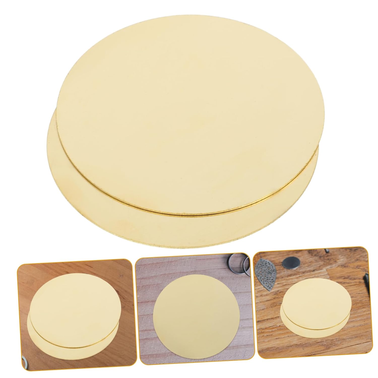 Cabilock 2pcs DIY Jewelry Beads Round Brass Plates Metal Sheet for Crafting Brass Sheet Metal