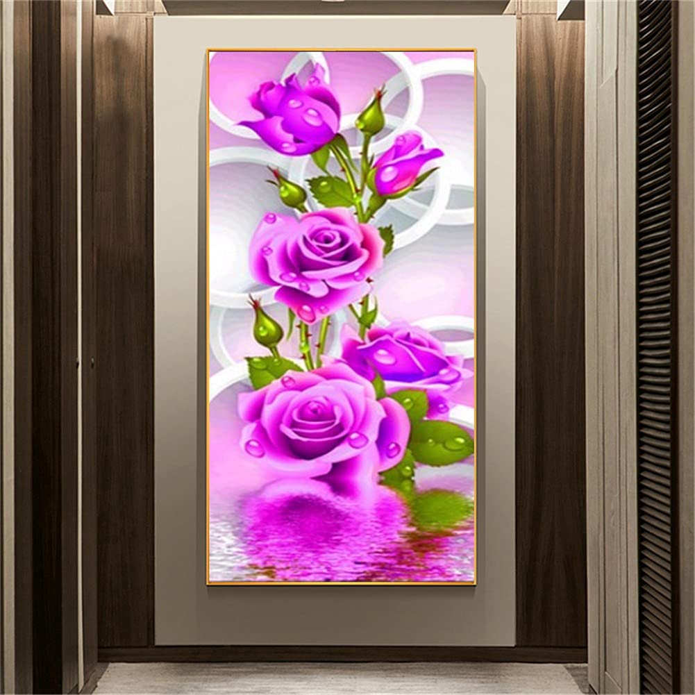 Kit complet broderie diamant rose 5D cadeau idéal de loisir créatif et grand tableau mural