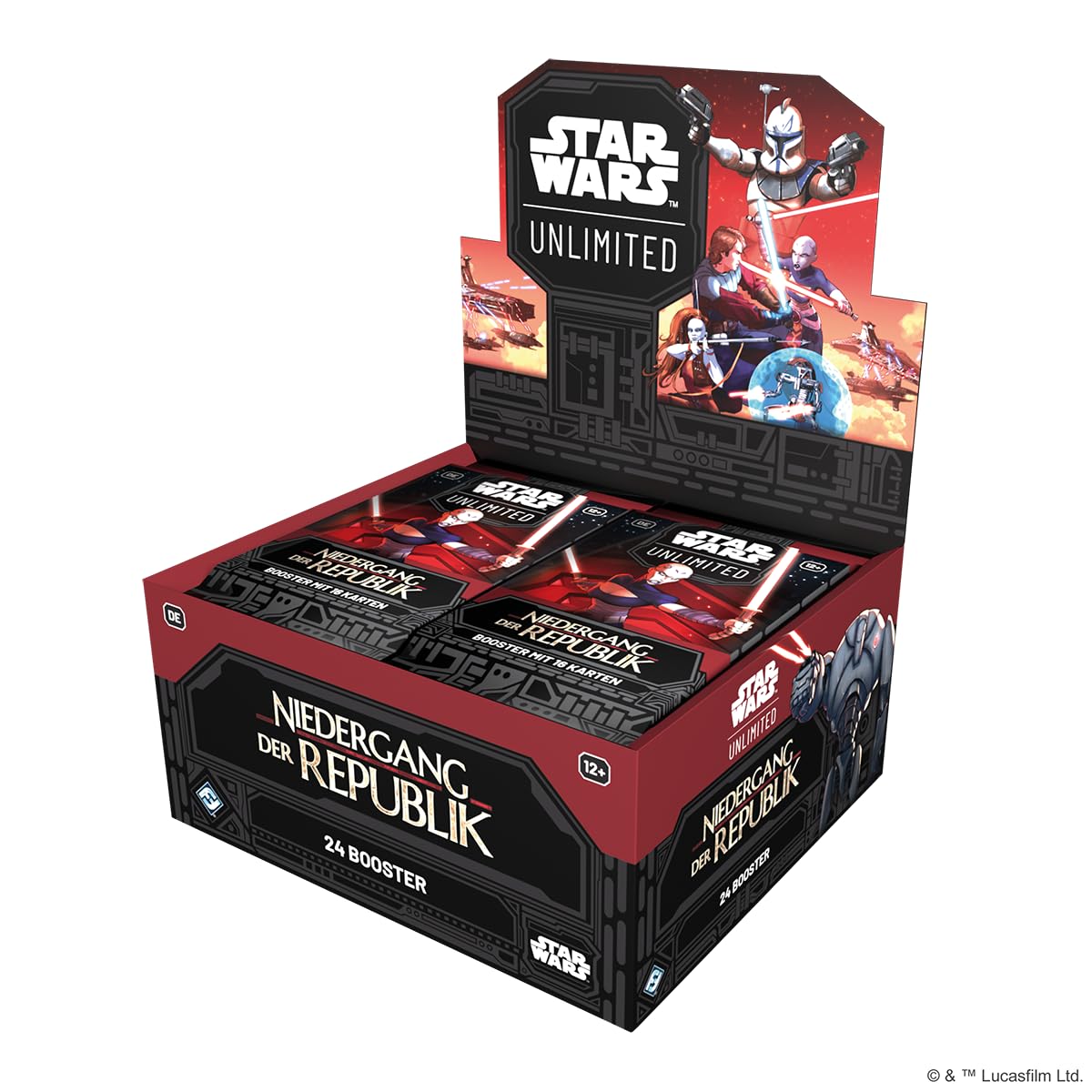 Fantasy Flight Games - Star Wars: Unlimited TCG Niedergang der Republik BOOSTER DISPLAY (24 Booster Packs) - Trading Card Game für Kinder und Erwachsene, Alter 12+, 2+ Spieler, 20 Minuten, Deutsch