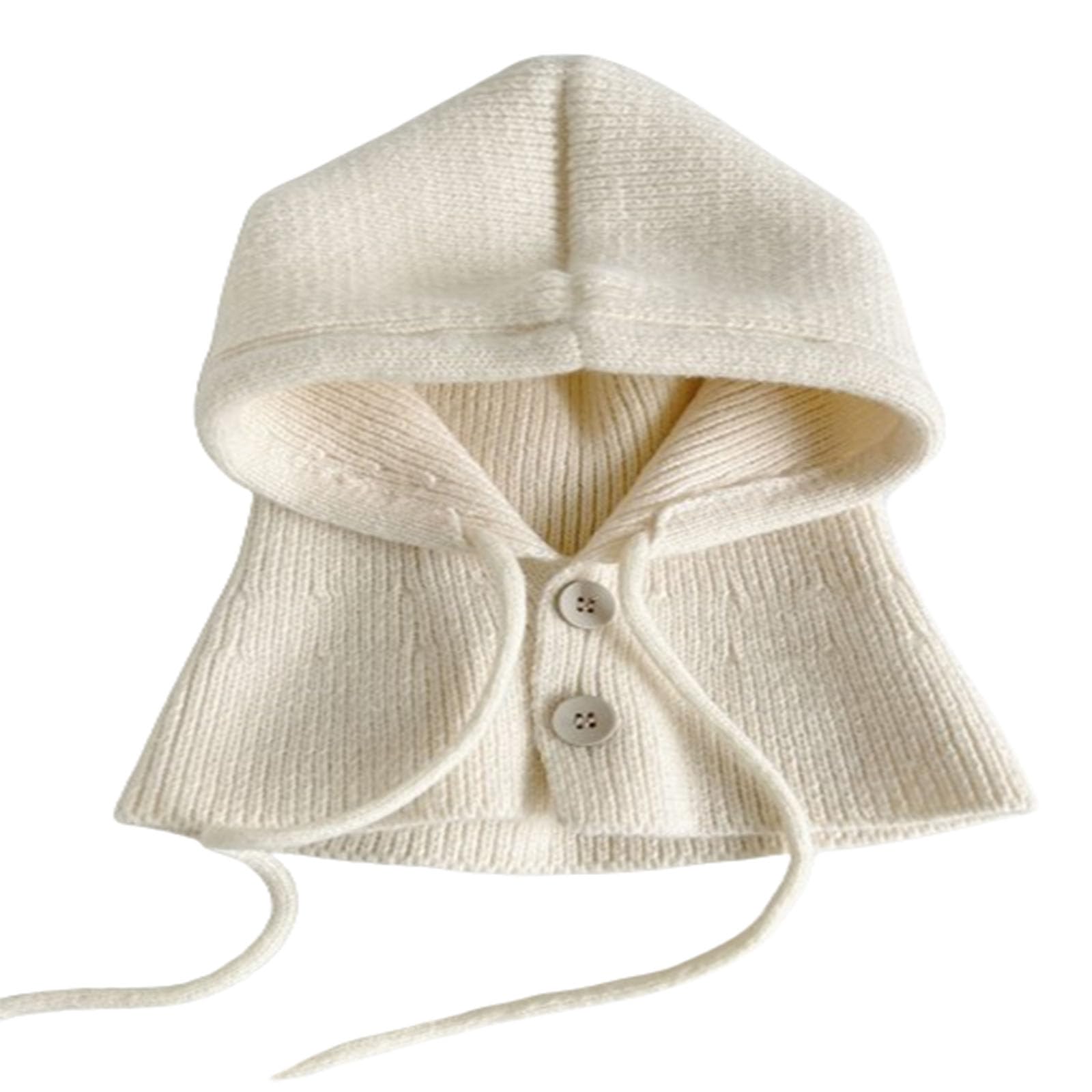 Gorro de invierno a prueba de frío, pasamontañas con botones, gorro cálido para mujer, gorro y bufanda integrados, cuello versátil con capucha