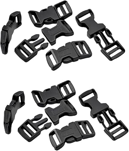 JGFinds Paquete de 48 hebillas de pulsera de plástico para estilo de supervivencia Paracord o cuerda DIY, Negro -