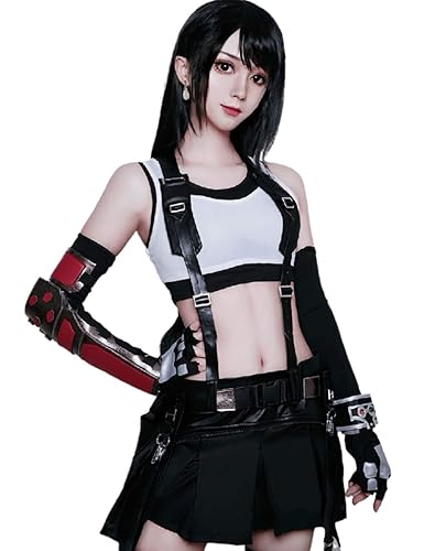 LTAKK Tifa Lockhart Cosplay Costume Cosplay FF7 Remake Full Set Outfits Halloween - Tifa Suit - Small