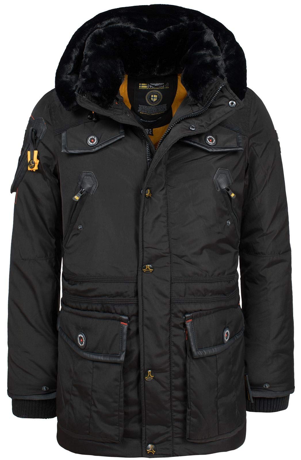 Geographical Norway Męska kurtka zimowa parka Acore z kapturem z podszewką