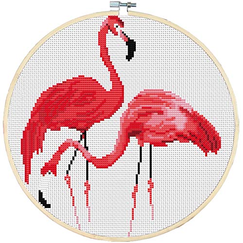 Good Value Cross Stitch Kits Beginner Kids Advanced - Flamingo Patterns with Hoop 11 CT 11