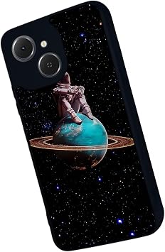 Tecno Spark 40C ile Uyumlu Kılıf, Yumuşak Silikon, Koruyucu, Şok Emici, Uzay Tasarımı, Siyah