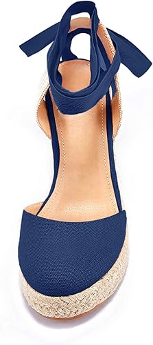 Miniatura 6 de FISACE - Alpargatas de verano para mujer, sandalias de plataforma, con hebilla en el tobillo y puntera cerrada