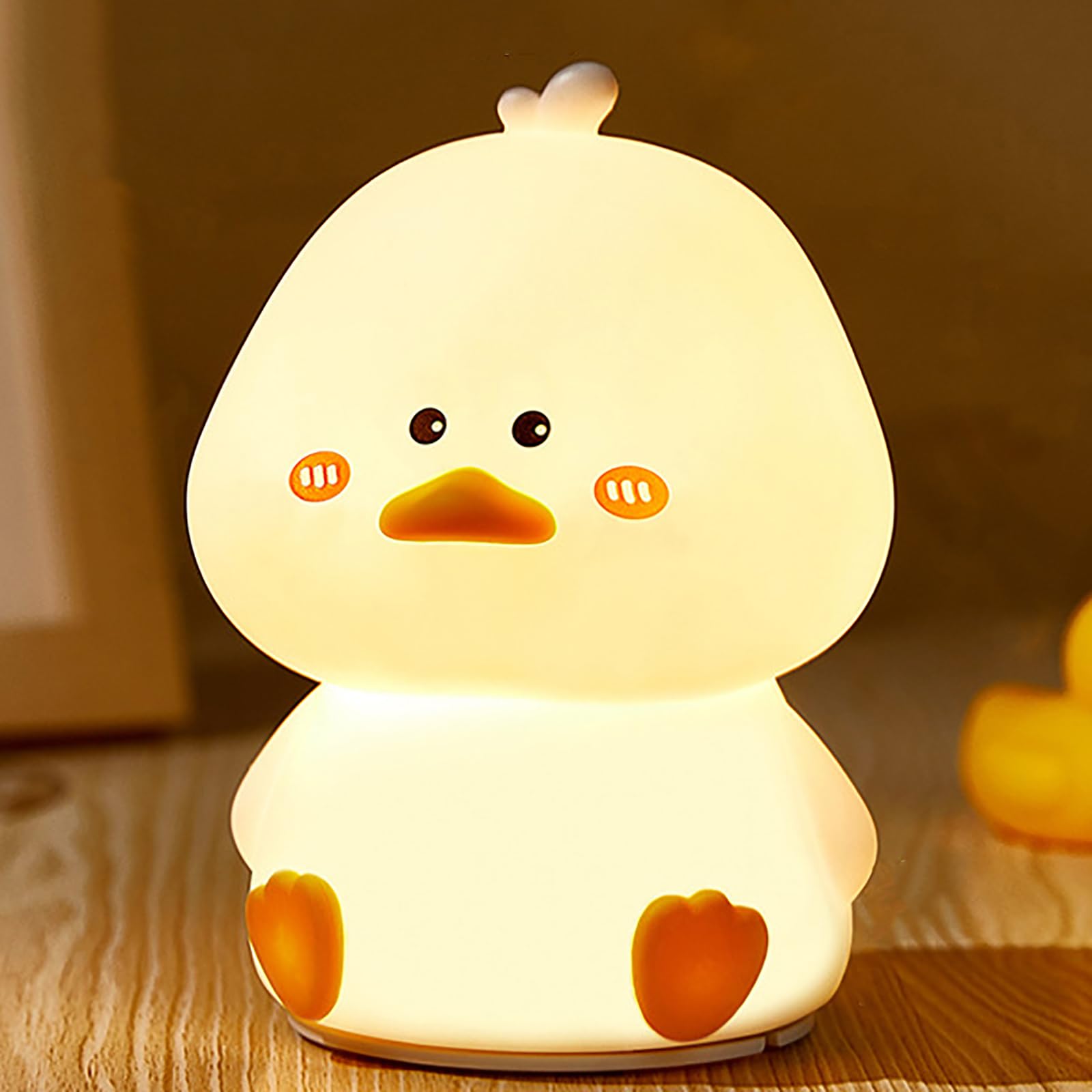 Cute Duck Rechargeable Night Light, Safe Soft Silicone Material, 5 Changeable Colors, Tap Control, Toddler Sleeping Lamp, Bedroom Night Lamp, Gift for Baby and Kid