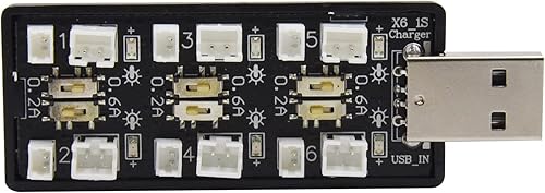 Miniatura 4 de Blomiky Cargador de asiento USB 6 en 1 1S Li-ionLipo 3.7V-3.8V con enchufe JST-PH2.0 y JST1.25 adecuado para batería Emax 1S 450mAh Lipo  cargador 6