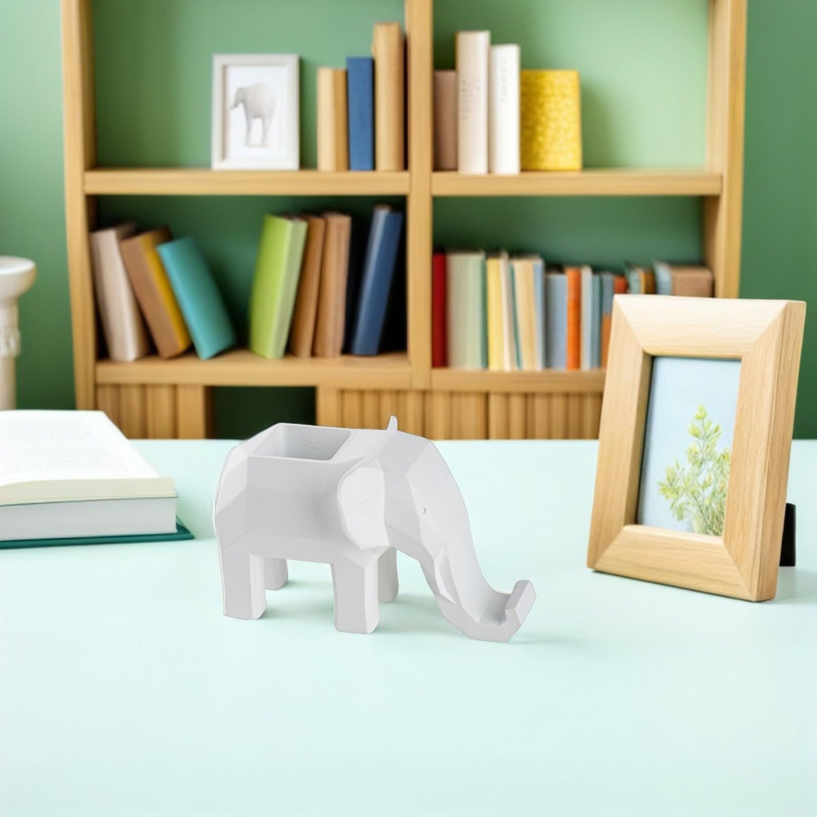 Portapenne da Scrivania a Forma di Animale Geometrico in Resina con Supporto Telefono Organizer Multifunzionale per Ufficio Casa Scuola Contenitore Elegante per Penne e Accessori
