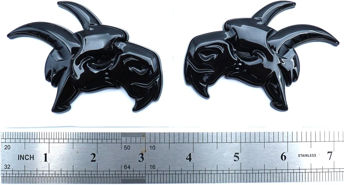 2Pc Head Emblems 3D Custom Fender Tailgate Badges Nameplate Sticker Replacement for TRX Ram 1500 2500 (All Black)