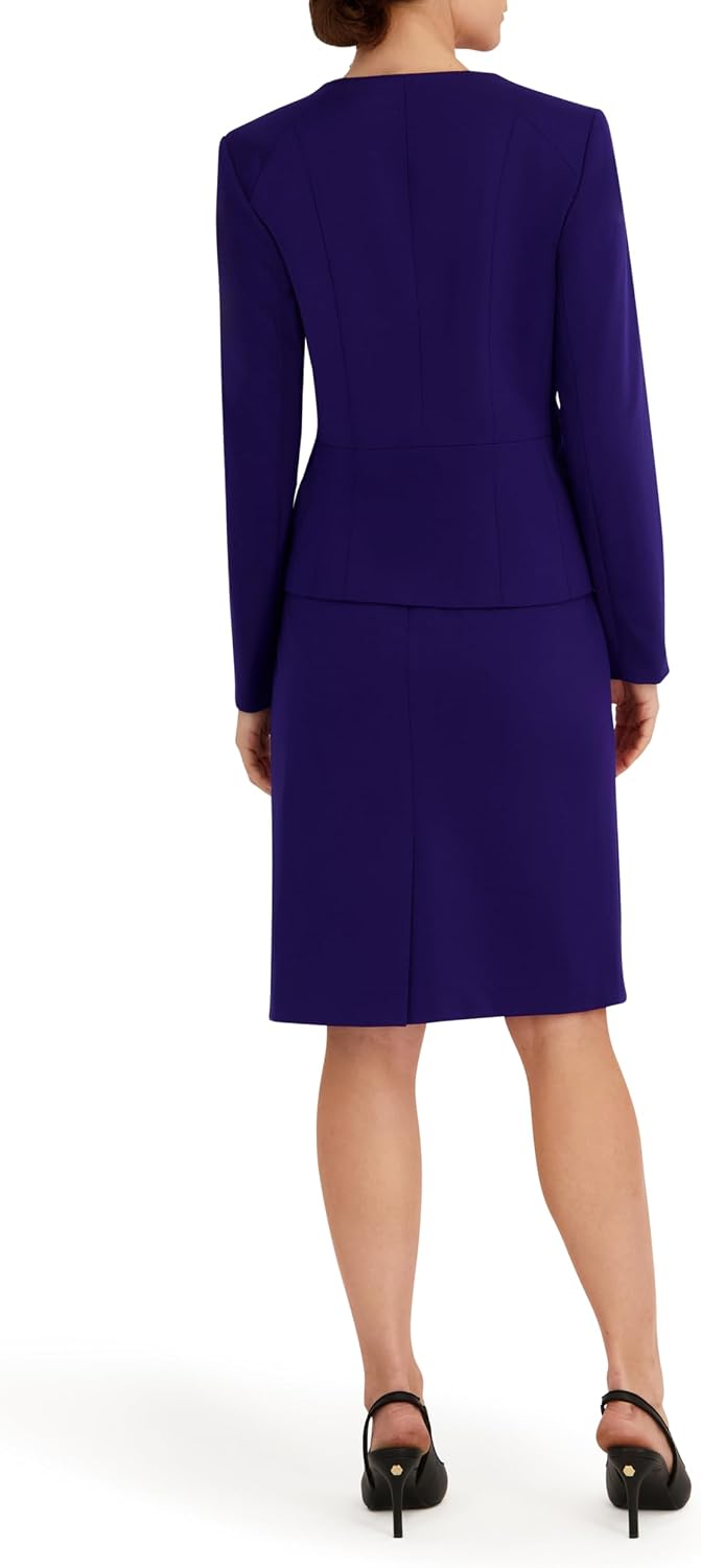 Le Suit Women's Knit Zip-Front Peplum Jacket & Pencil Skirt, 2pc Set