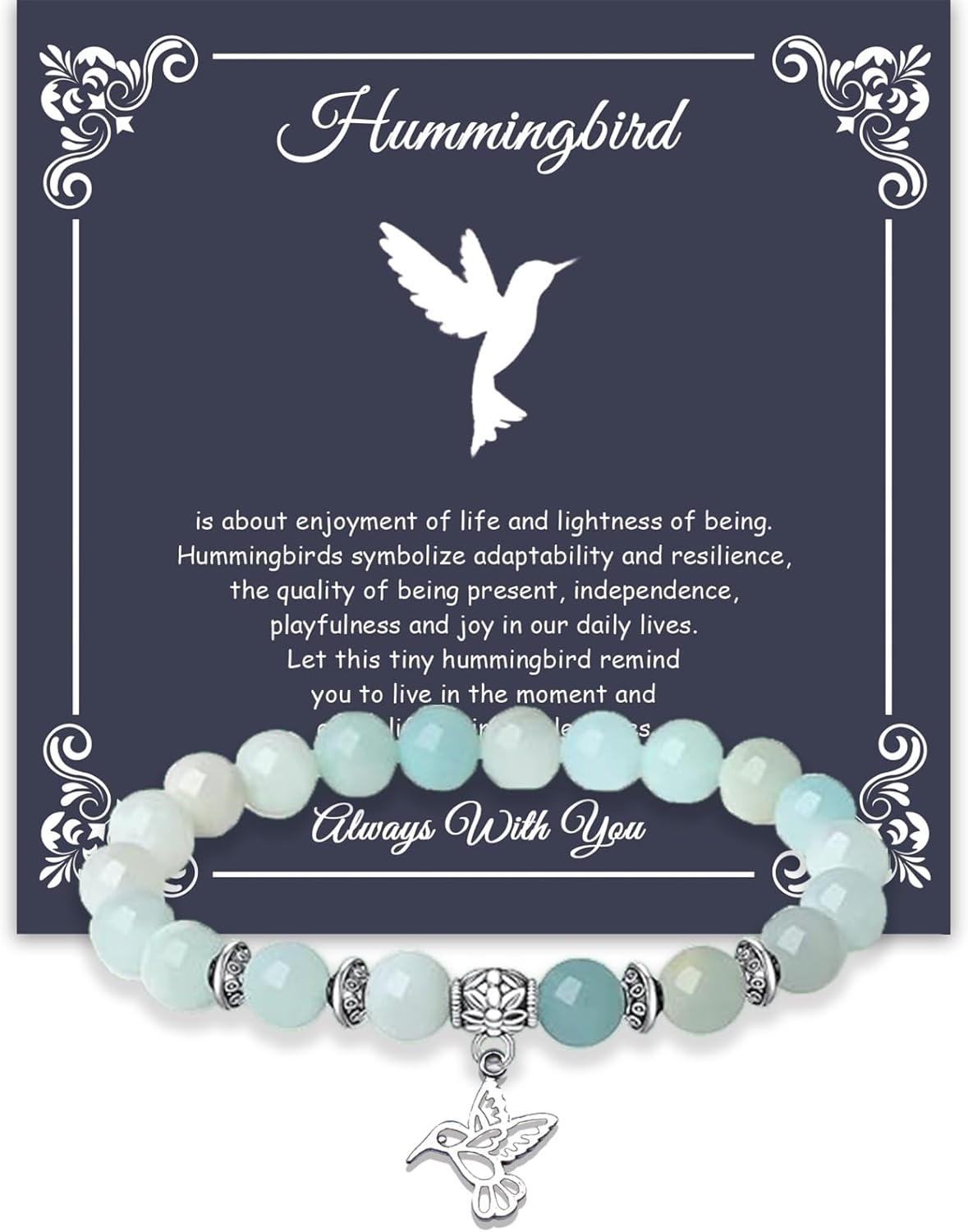 Hummingbird Gifts for Women, Motivational Gifts for Mom, Mothers Day Hummingbird Bracelet, Strength Bracelets for Women, Gifts for Her, Anxiety Bracelet, Stretch Natural Stone Beaded Bracelets