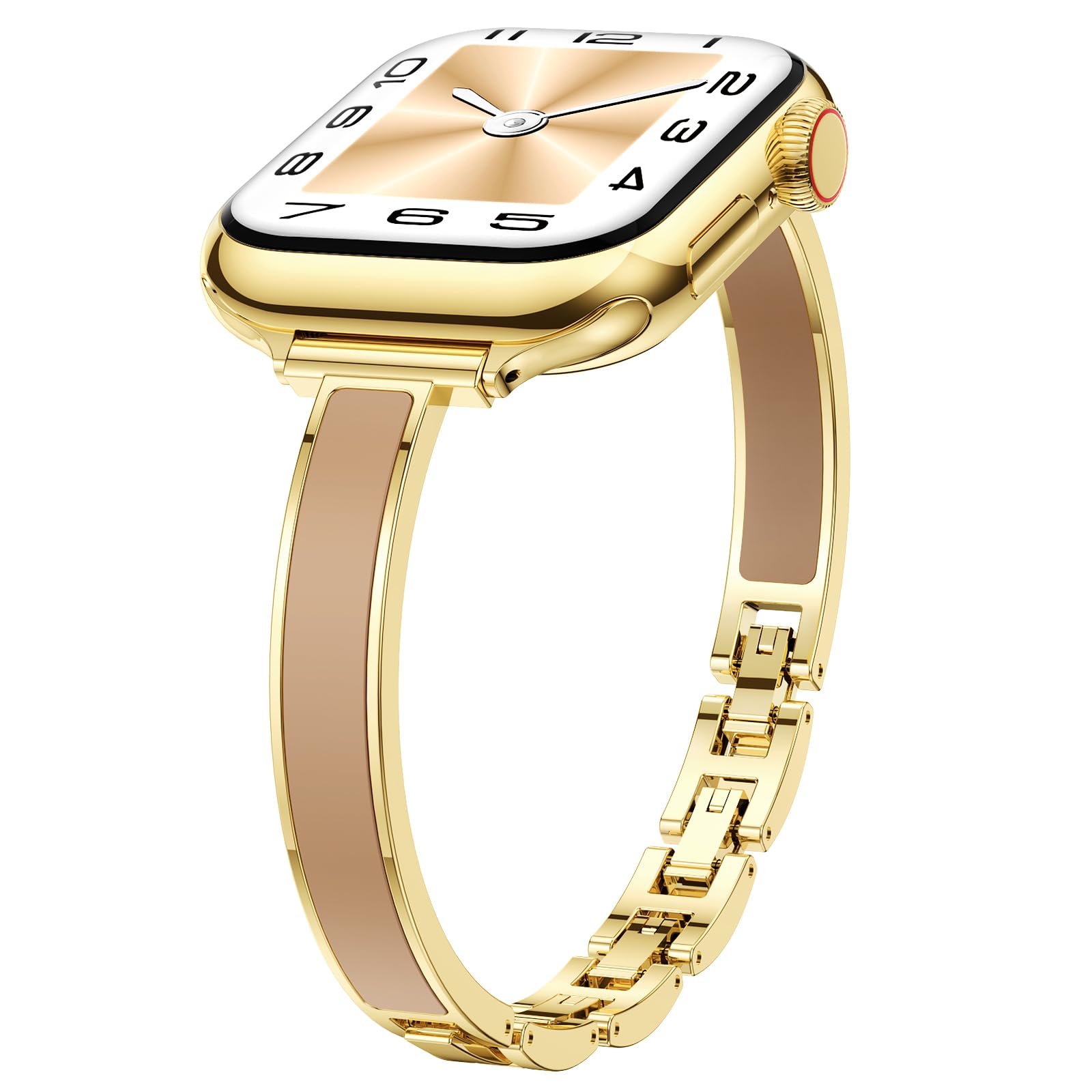 Mosonio Slim Designer Bracelet Bands for Apple Watch Women, Elegant Thin Dressy Metal Band with Embedded Silicone Accents Compatible with Apple Watch Ultra / Series 11 10 9 8 7 6 5 4 SE 3 2 1, Easy-Adjust Link Fancy Strap for iWatch 49mm 46mm 45mm 44mm 42mm 41mm 40mm 38mm (Sizes vary by model) — view 7