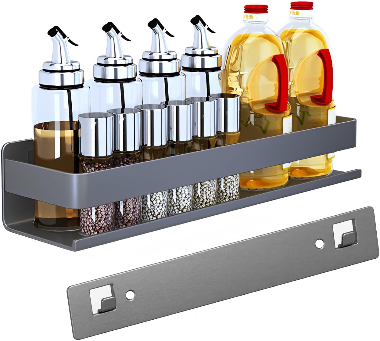 Stainless Steel Detachable Wall Mounted Floating Shelves for Kitchen, Bathroom, Storage Organizer Shelves, Corrosion and Rust Resistant, Set of 1 Gray