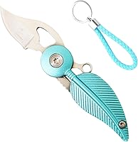 Vista 1 de Navaja de bolsillo para mujer con cadena, cuchillo de bolsillo pequeño, cuchillos geniales, cuchillos geniales, cuchillo Edc, mini cuchillo de Azul
