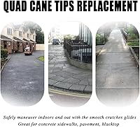 Vista 5 de Puntas de muletas cuádruples para caminar y estar de pie, reemplazo de bastón de palo, estabilidad adicional, goma, 4 piezas (58 pulgadas)