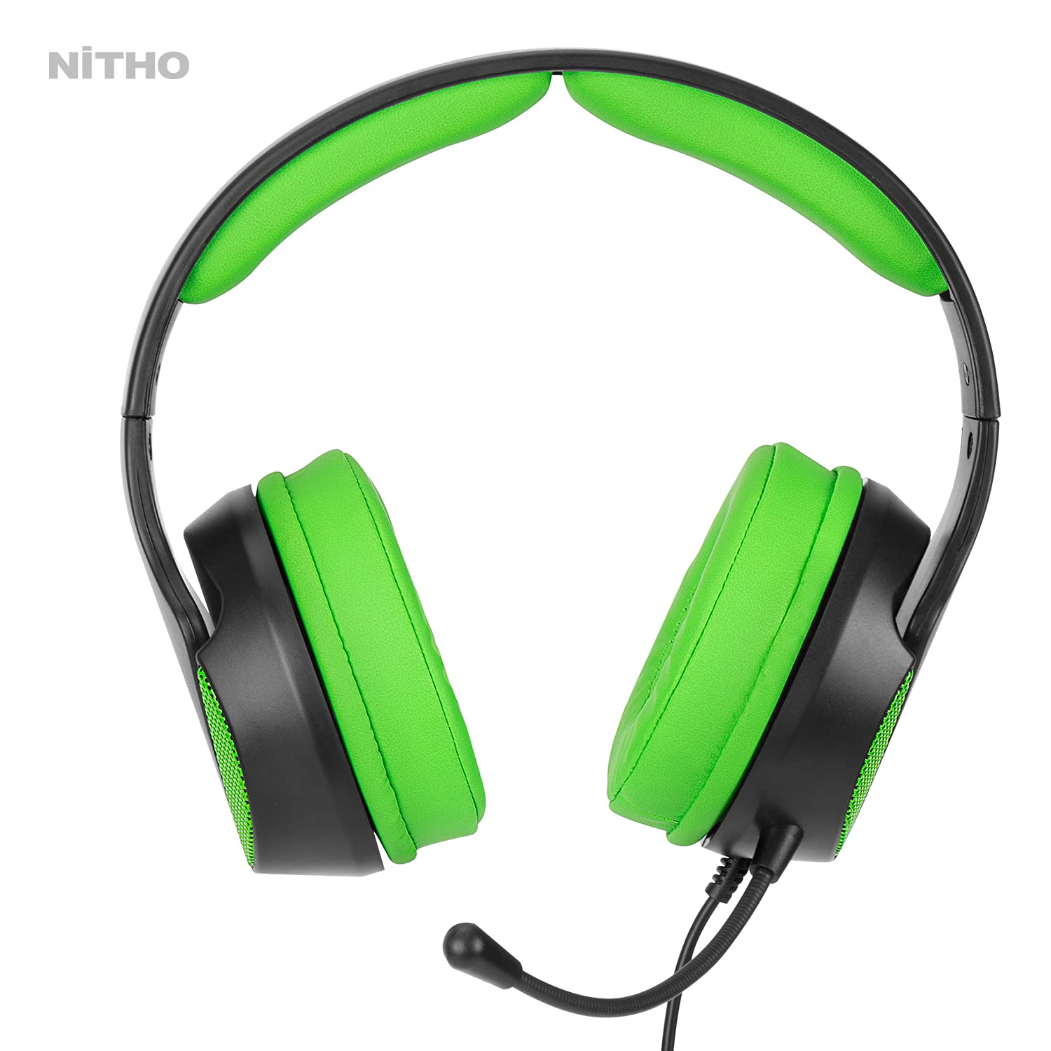 NITHO Janus Casque Gaming Filaire Over-Ear – Haut-Parleurs 40 mm, Microphone Flexible, Son Stéréo – Jack 3.5 mm – PC/PS4/PS5/Xbox One/Series X|S/Mobile/Tablette – Vert