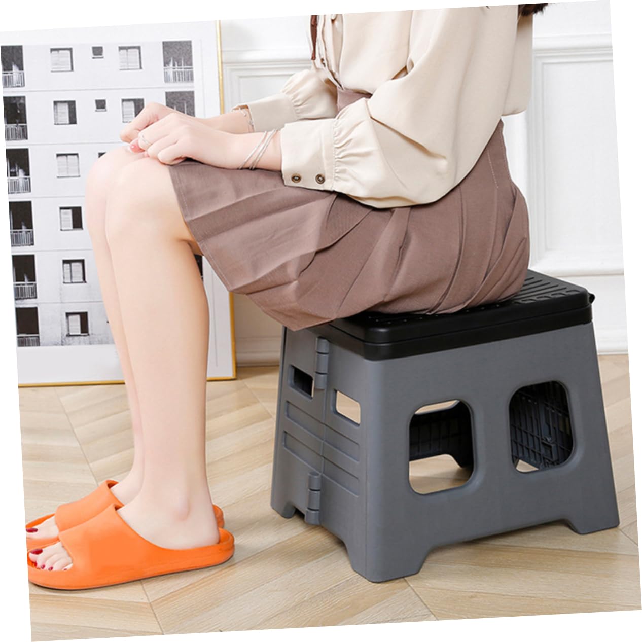 Toyvian Inodoro Portátil Plegable para Camping y Viajes, Material PP Resistente, Función de Taburete y Cubo de Desechos, Adecuado para Exteriores y Porche