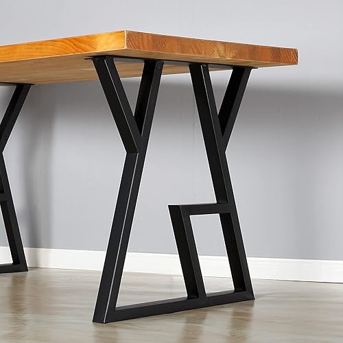 Vista 22 de SSS Furniture 2 patas de metal industrial para muebles (28 pulgadas de alto x 20 pulgadas de ancho), patas triangulares de decoración rústica, patas