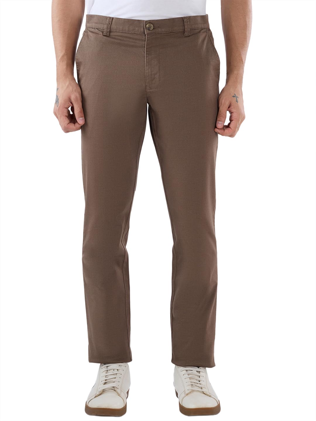 parx Men Low Rise Tapered Fit Print Pattern Cotton Blend Flat Front Casual Trouser-picture-43