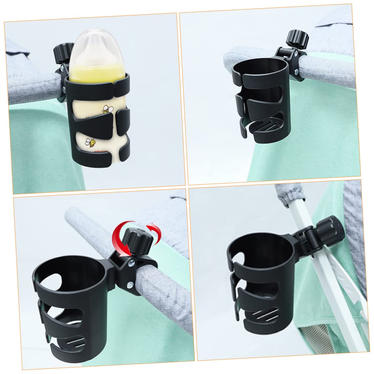 Yardwe 5 Piezas Portavasos para Cochecito de Soporte para Biberón y Portátil Organizador Fácil de Instalar Accesorio Práctico para Carritos sin Cesta de Almacenamiento
