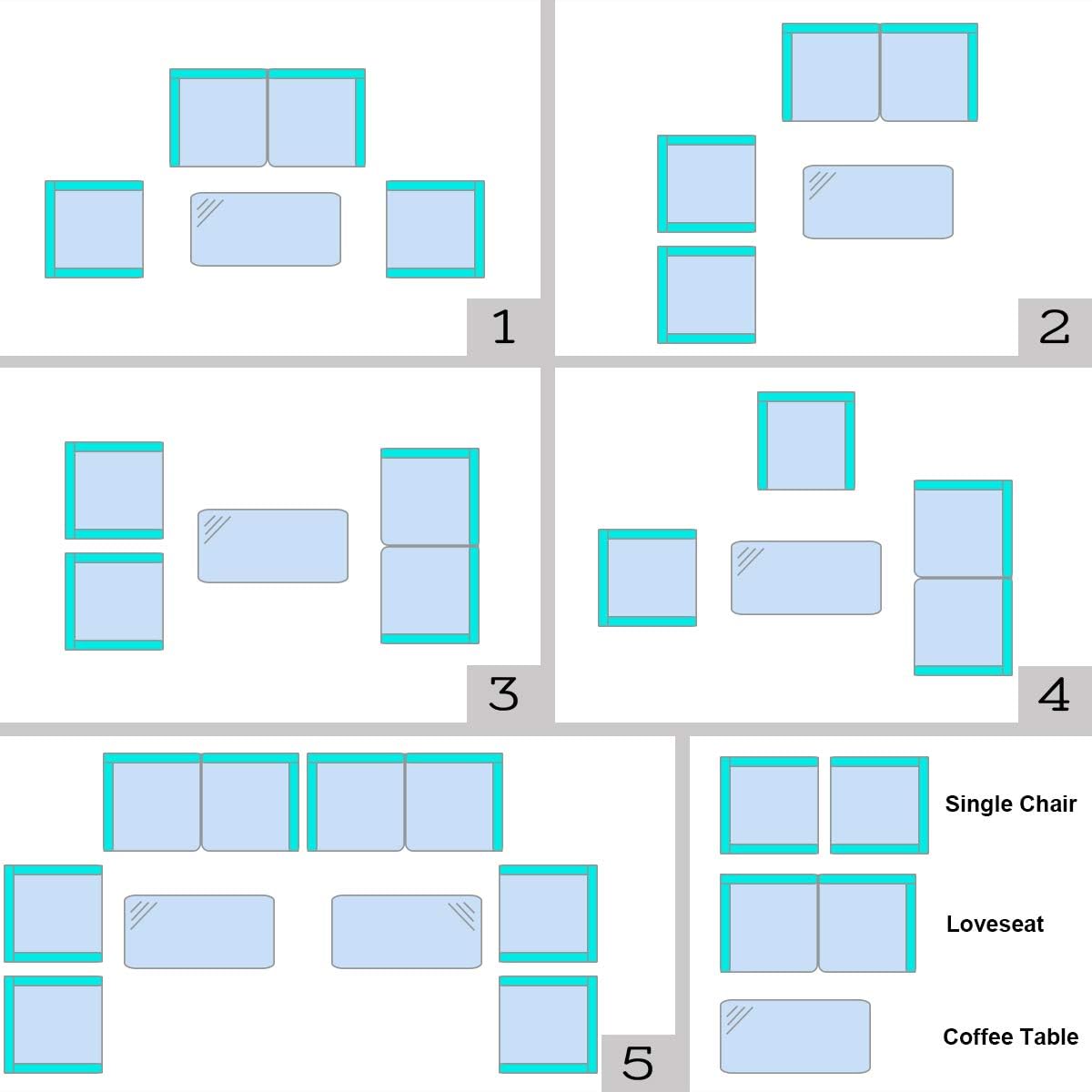RELAX4LIFE 8-Piece Patio Furniture Set - Wicker Rattan Chairs w/Tempered Glass Coffee Table & Seat Cushions, Sofa Set for Garden Backyard Porch Balcony, Outdoor Conversation Set (Turquoise, 2)