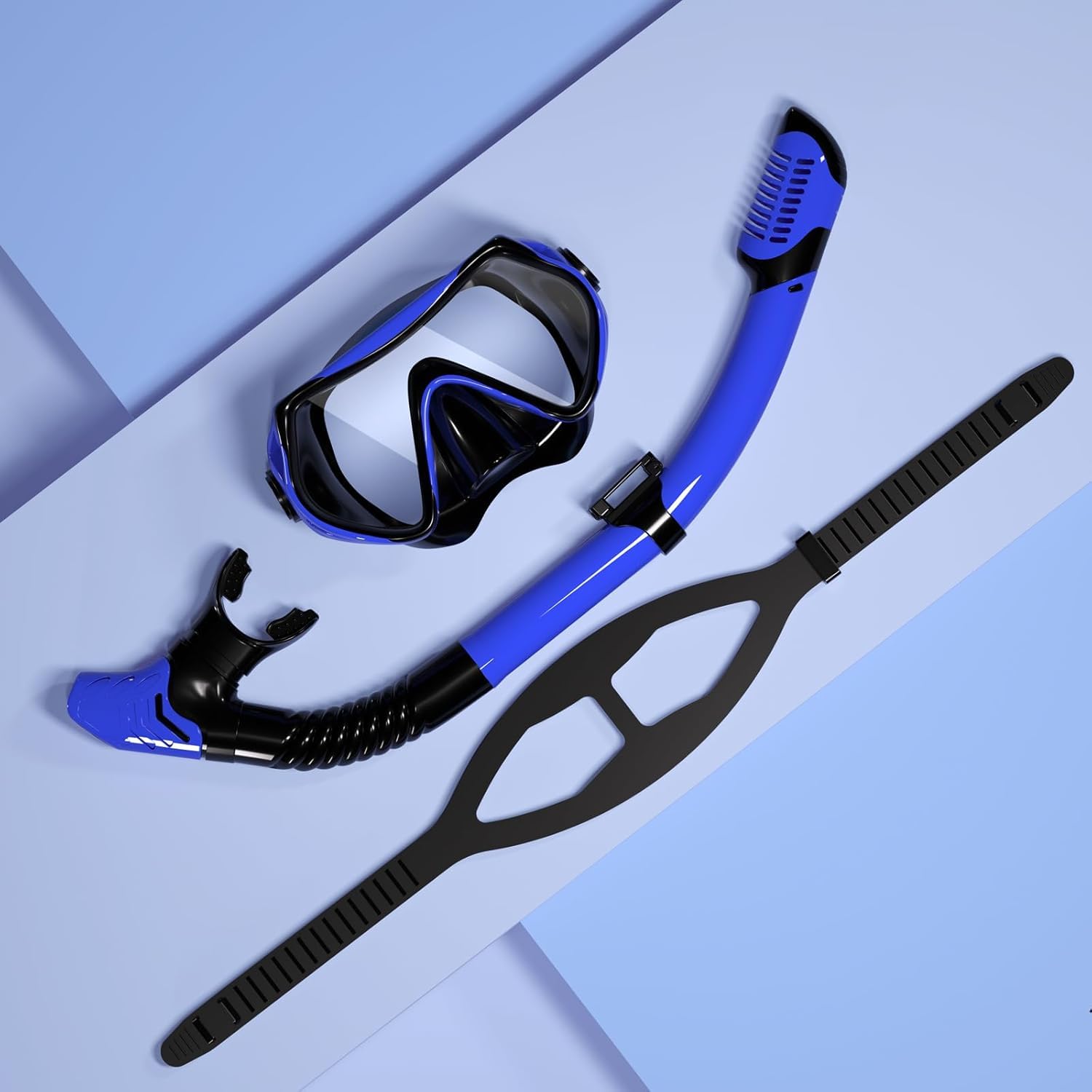 Snorkeling Gear for Adults, JRing Snorkel Mask Set with 180 Degree Tempered Glass Anti Fog Goggles Scuba Dry Top Snorkel for Swimming, Scuba Diving Mask for Men Women